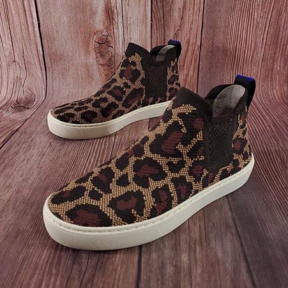 Rothys Womens 5 Chelsea Wildcat Cheetah Animal Print High Top Sneakers Retired - Picture 1 of 15